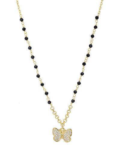 18kt Gold Plated CZ Butterfly Pendant Mangalsutra