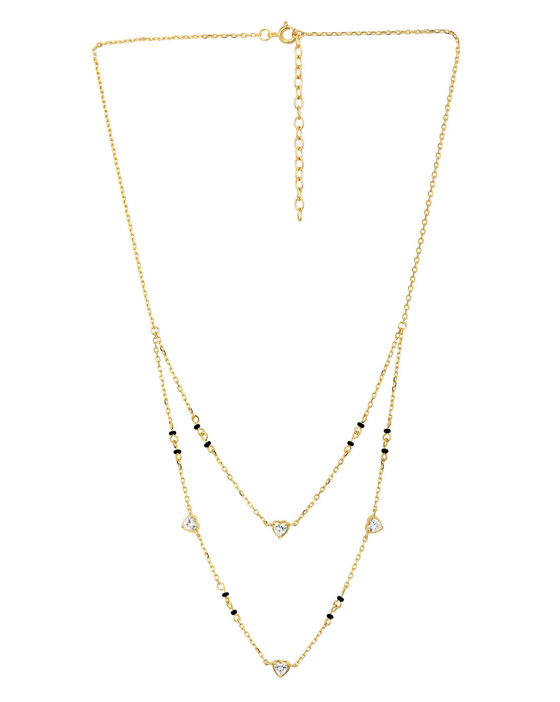 18kt Gold Plated CZ Multiple Heart Double Chain Mangalsutra