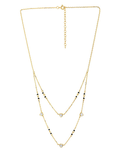 18kt Gold Plated CZ Multiple Heart Double Chain Mangalsutra