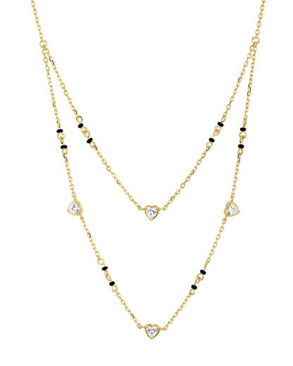 18kt Gold Plated CZ Multiple Heart Double Chain Mangalsutra