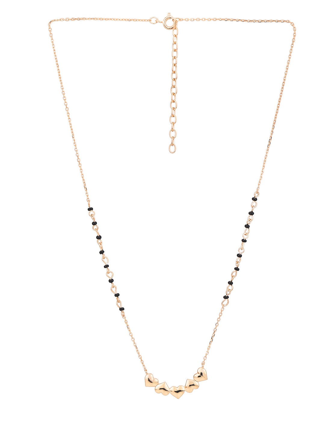 18kt Rose Gold Plated Multiple Heart Shaped Charm Mangalsutra