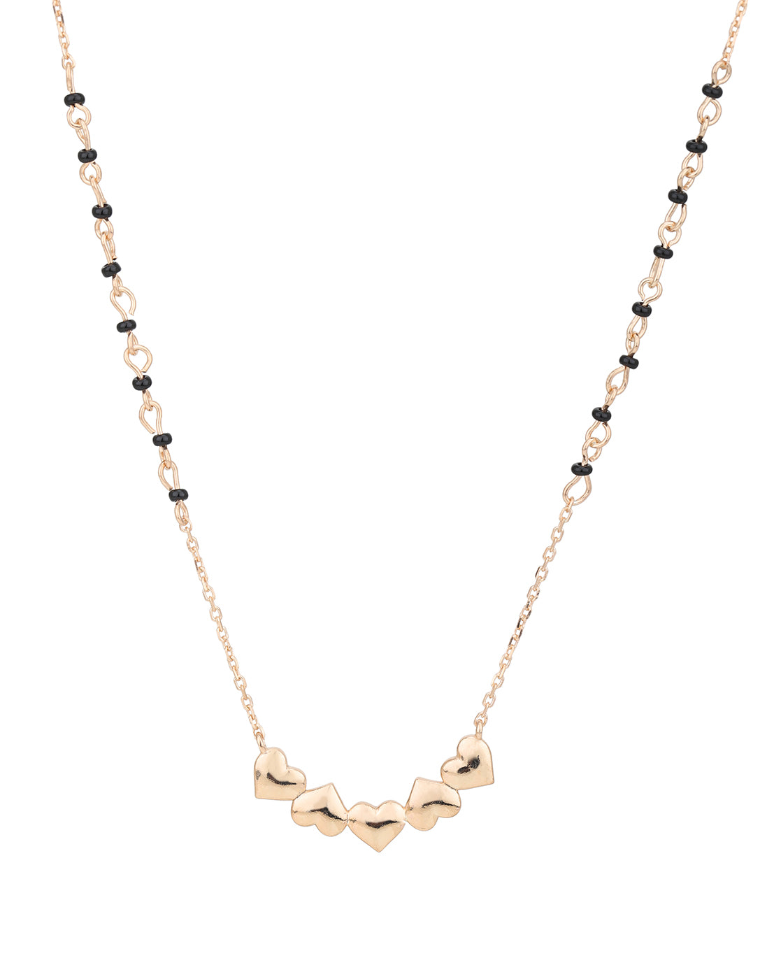 18kt Rose Gold Plated Multiple Heart Shaped Charm Mangalsutra