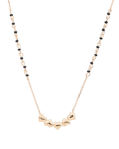 18kt Rose Gold Plated Multiple Heart Shaped Charm Mangalsutra