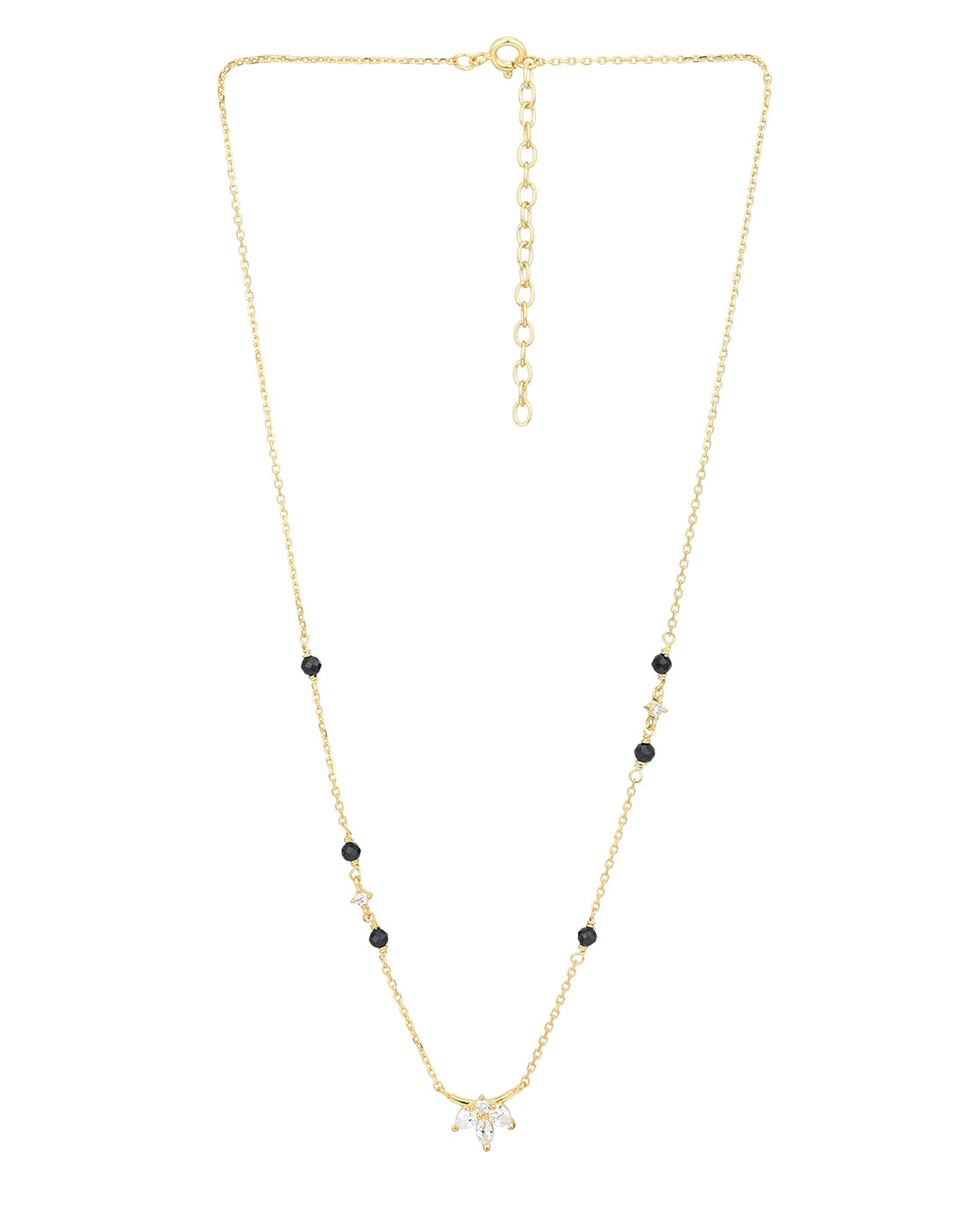 18kt Gold Plated CZ Floral Pendant Mangalsutra