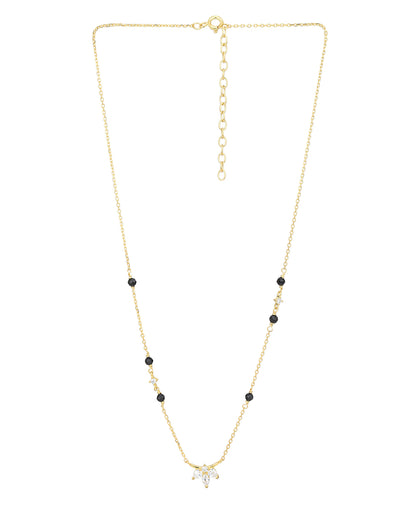 18kt Gold Plated CZ Floral Pendant Mangalsutra
