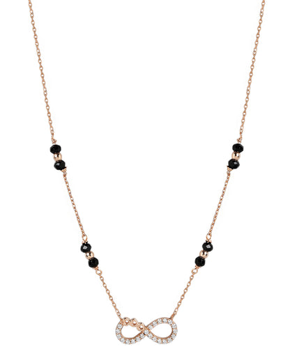 18kt Rose Gold Plated CZ and Black Bead Infinity Mangalsutra