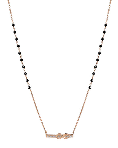 18kt Rose Gold Plated CZ and Black Bead Infinity Bar Mangalsutra