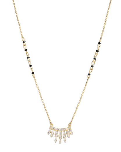 18kt Gold Plated CZ and Black Bead Waterfall Mangalsutra