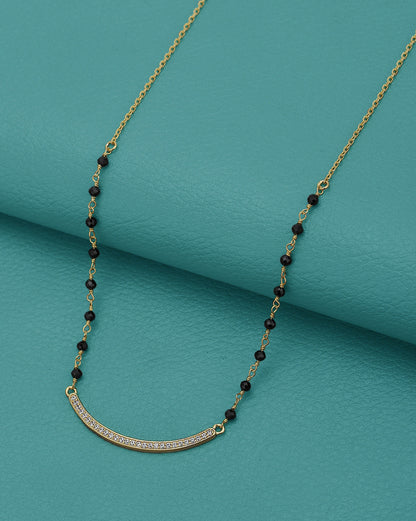 18kt Gold Plated CZ Curve Bar Mangalsutra