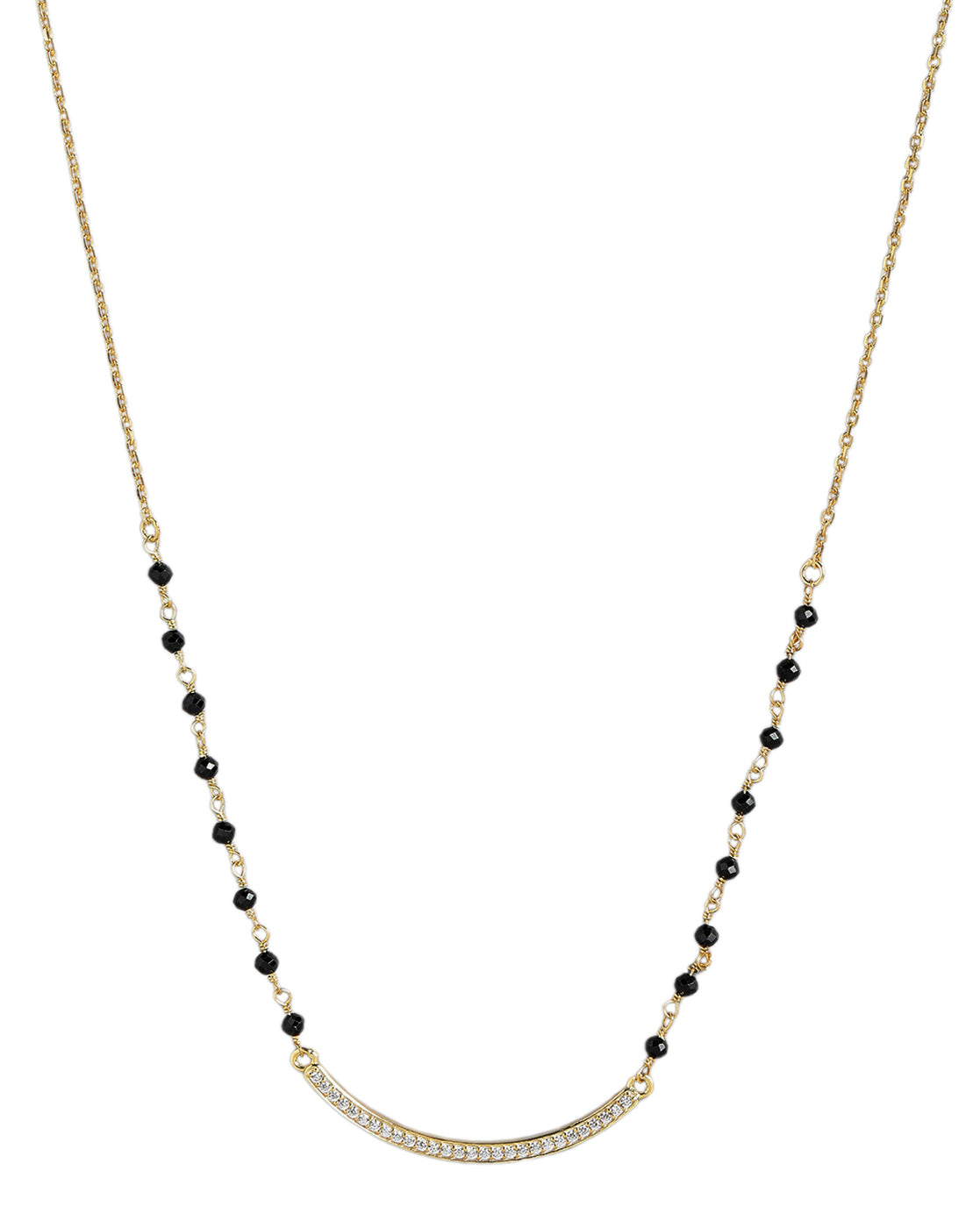 18kt Gold Plated CZ Curve Bar Mangalsutra