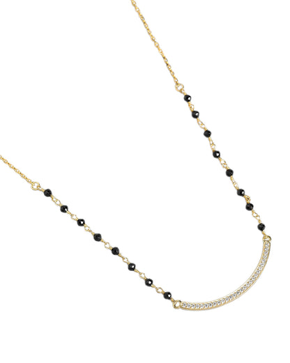 18kt Gold Plated CZ Curve Bar Mangalsutra