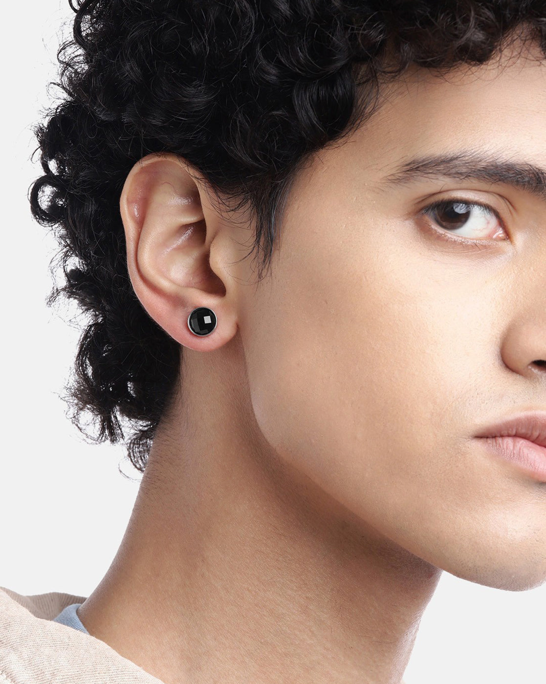 Silver Plated with CZ Fancy Stud Earring for men