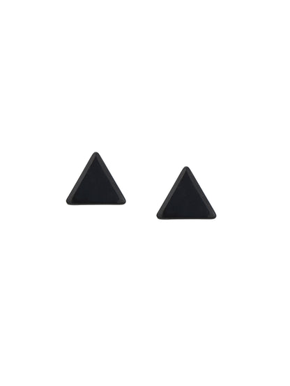 Black Toned Triangular Shaped Enamel Stud Earring for men