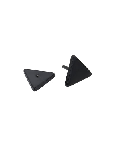 Black Toned Triangular Shaped Enamel Stud Earring for men