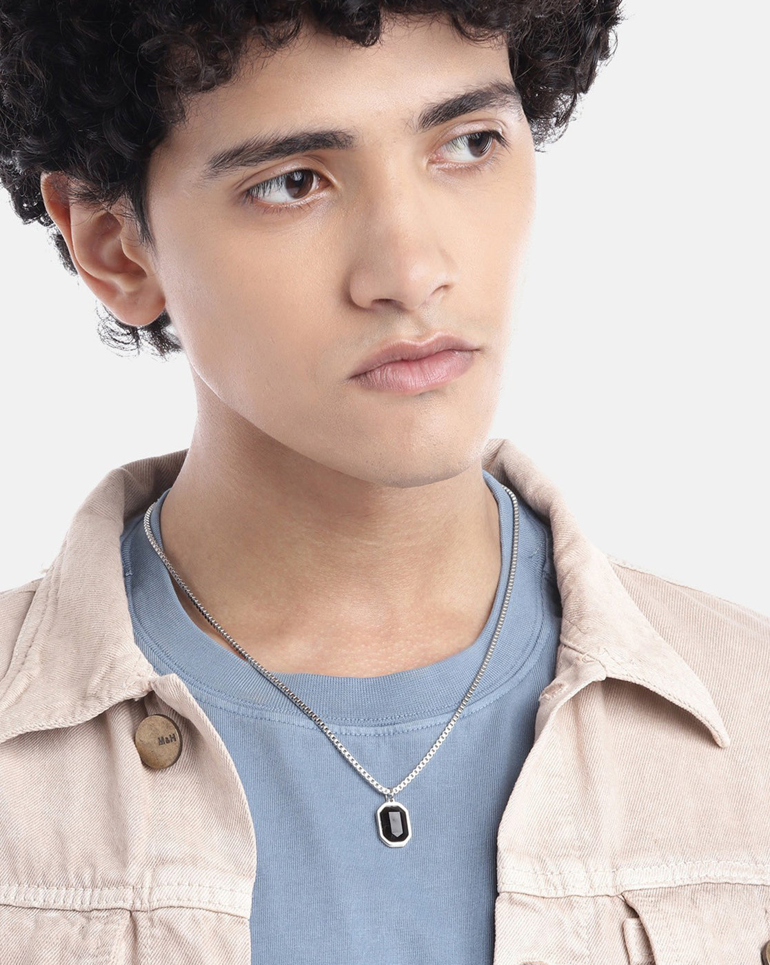 Silver Plated with Crystal Pendant with  chain for men