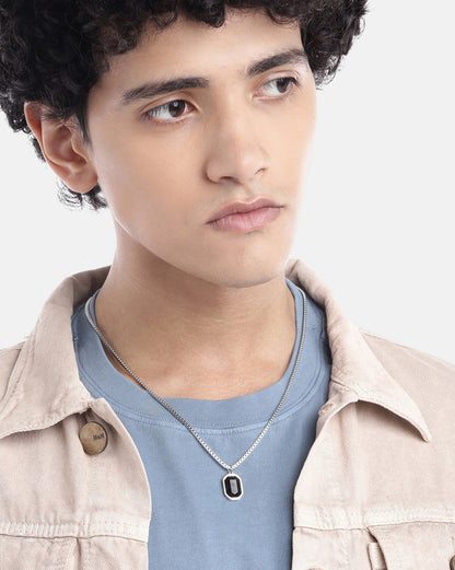 Silver Plated with Crystal Pendant with  chain for men