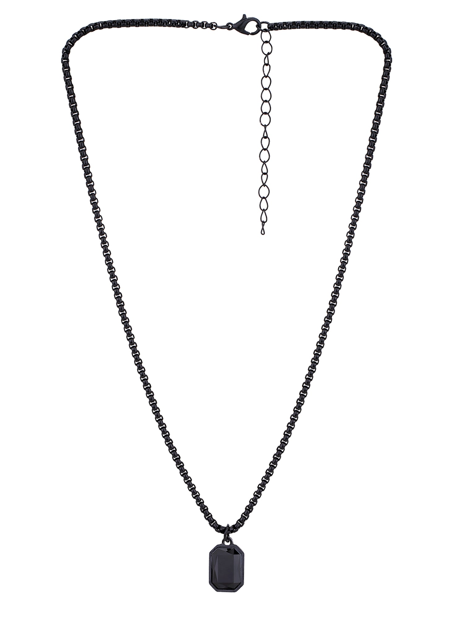 Black Toned Enamel with Crystal Pendant with Chain for men