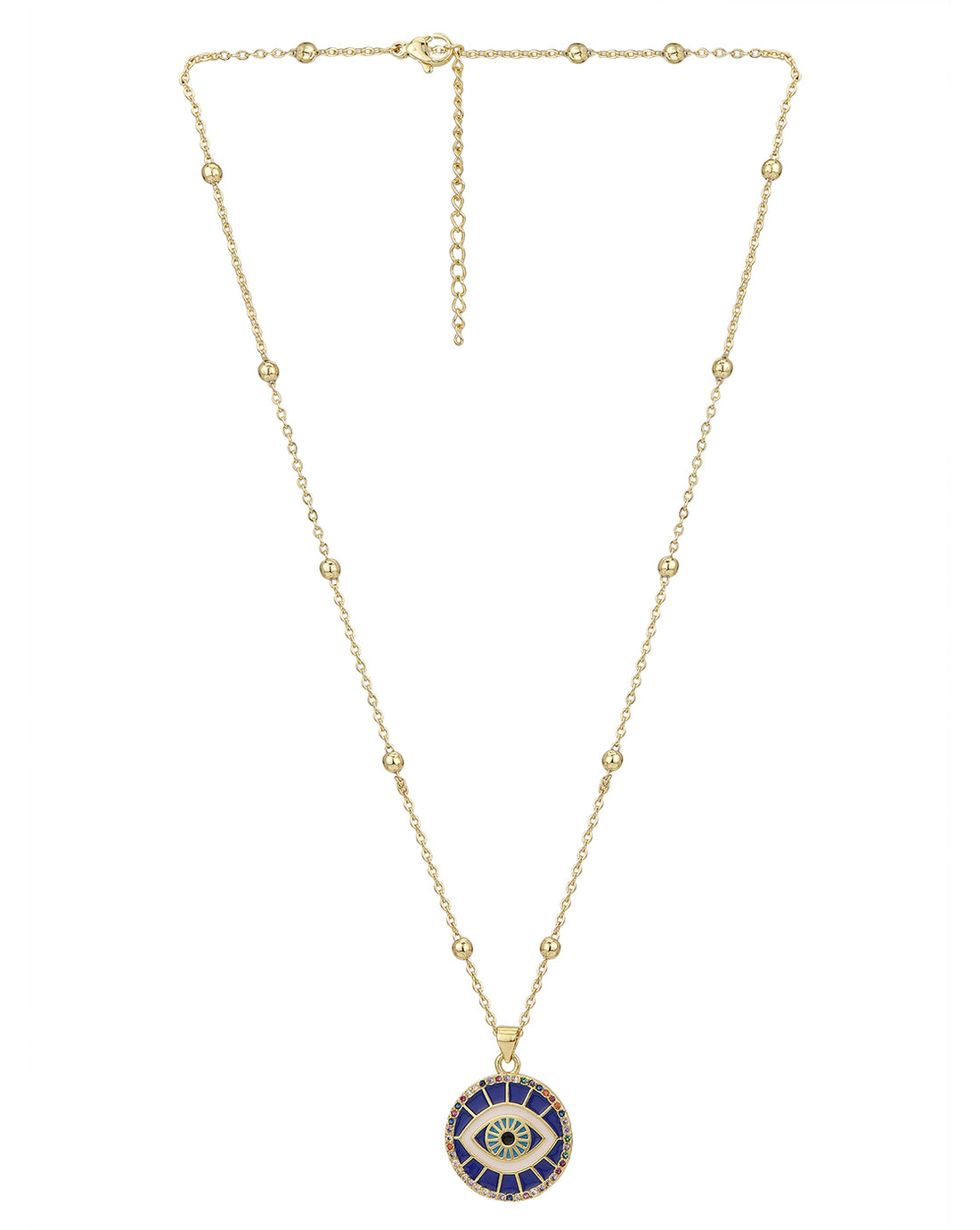 Carlton London Gold Plated With Evil Eye And Enamel Pendant With Chain