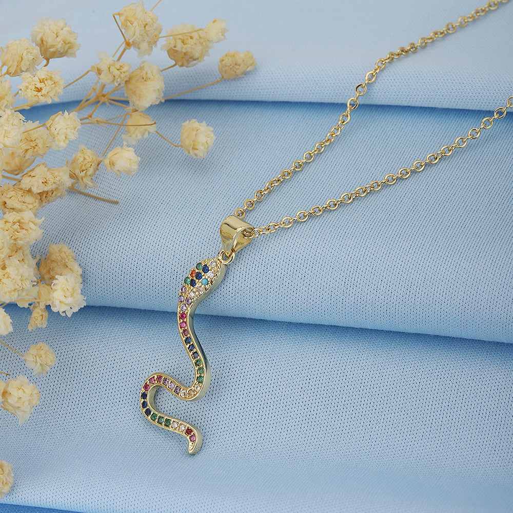 Gold Rhinestone Jumbo Snake Pendant Necklace | Claire's US
