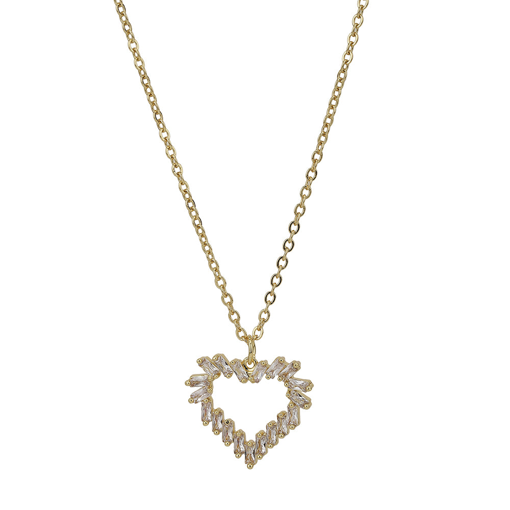 Carlton London Women Gold-Plated Cz Studded Pendant With Chain Fjn3370