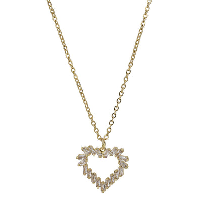 Carlton London Women Gold-Plated Cz Studded Pendant With Chain Fjn3370