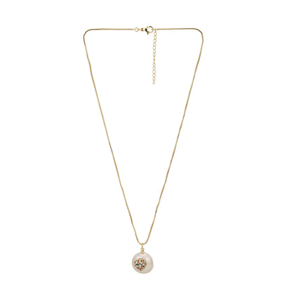 Carlton London White Gold-Plated Cz-Studded Beaded Heart-Shaped Necklace Fjn3374