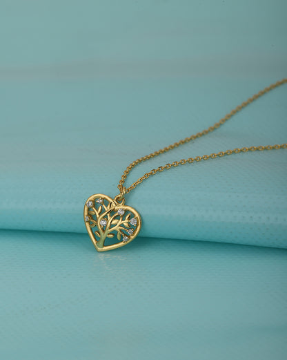 Carlton London Gold Plated Dangling Heart With Zirconia Pendant With Chain