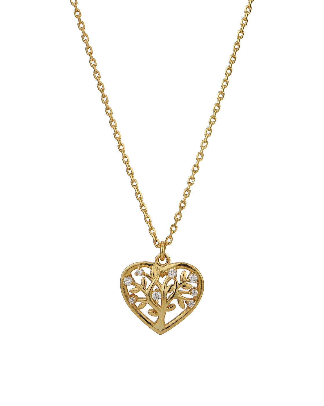 Carlton London Gold Plated Dangling Heart With Zirconia Pendant With Chain