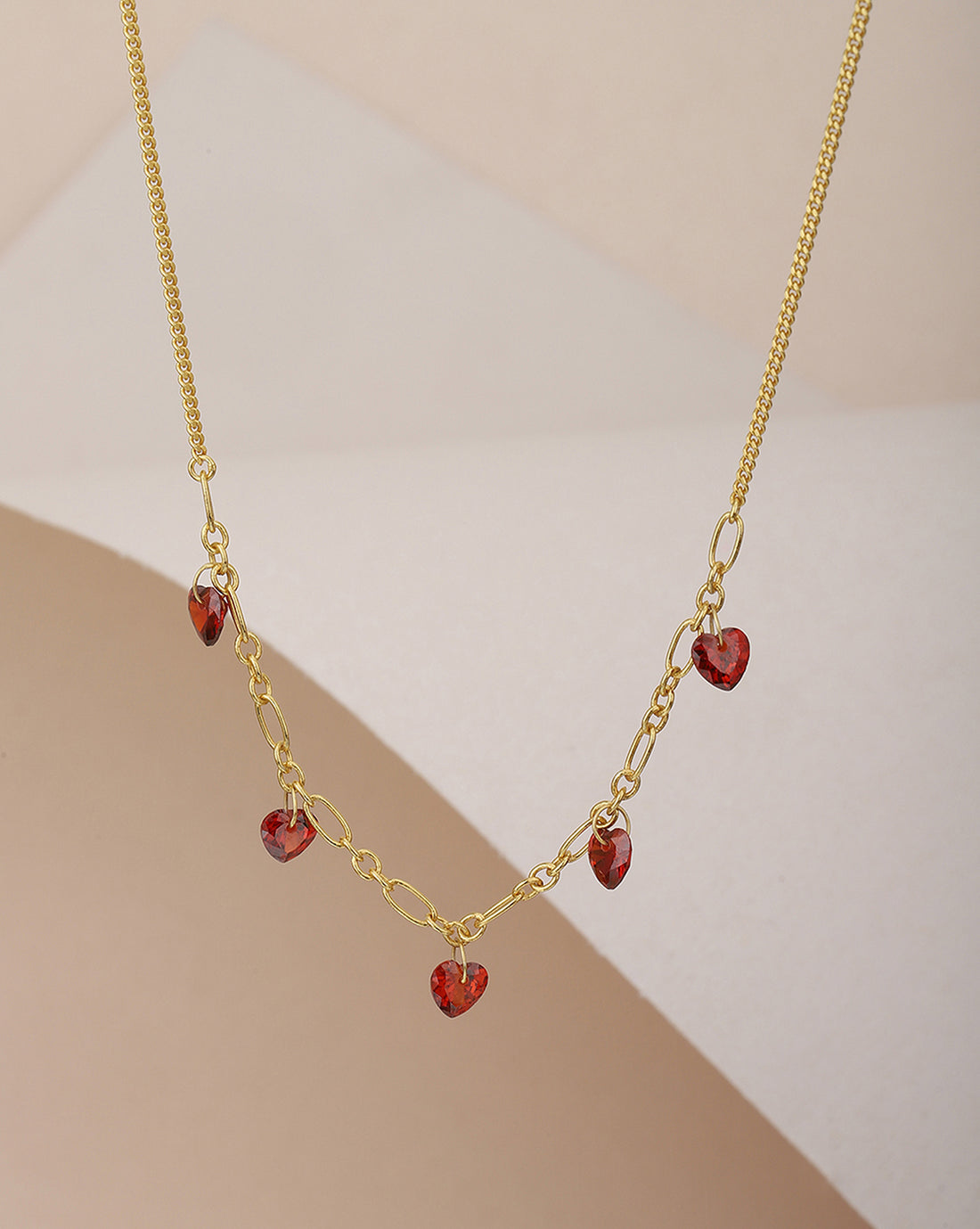 18kt Gold Plated with Red CZ Studded Necklace