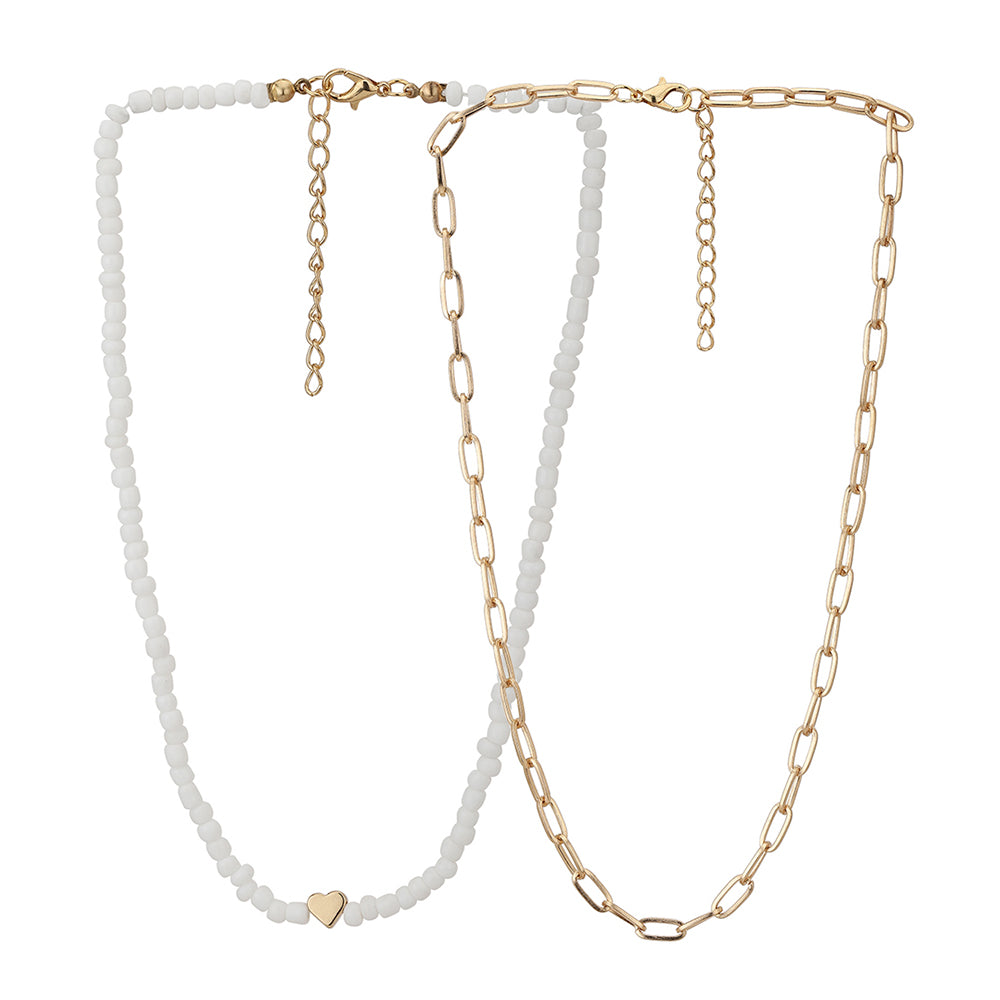 Carlton London Set Of 2 Rose Gold &amp; White Toned Rose Gold Plated Necklace Fjn3862