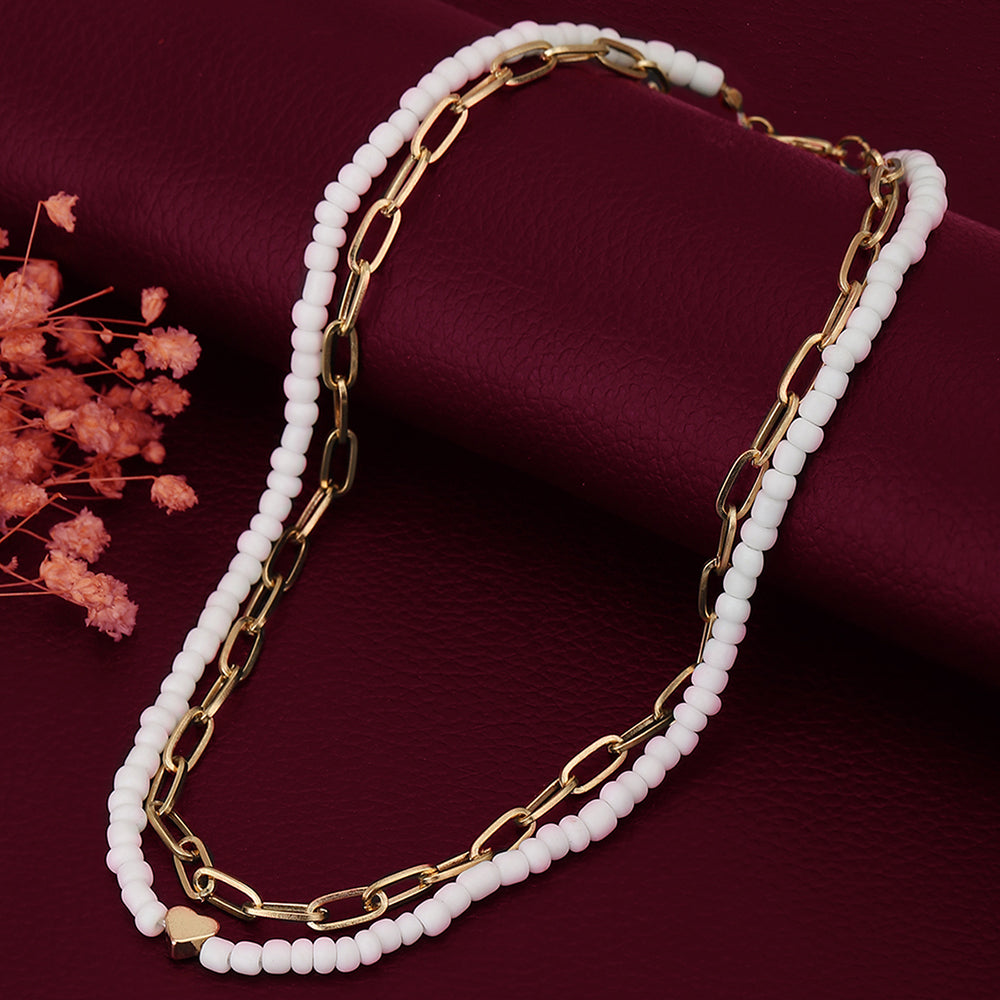 Carlton London Set Of 2 Rose Gold &amp; White Toned Rose Gold Plated Necklace Fjn3862