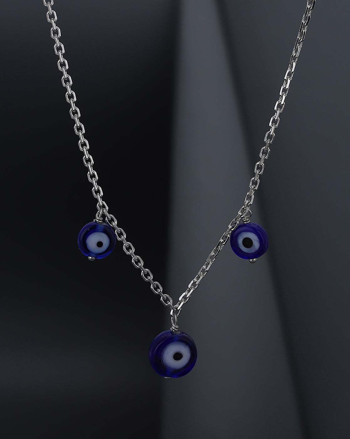 Carlton London Rhodium Plated Evil Eye Necklace For Women