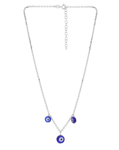 Carlton London Rhodium Plated Evil Eye Necklace For Women