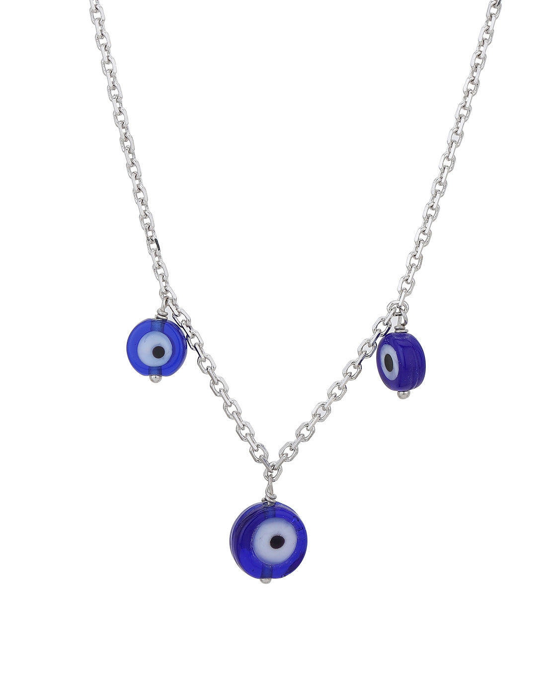 Carlton London Rhodium Plated Evil Eye Necklace For Women