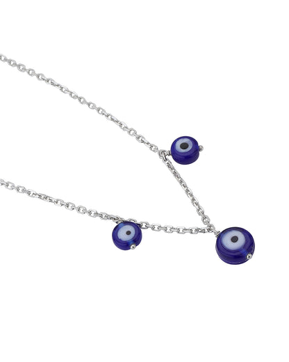 Carlton London Rhodium Plated Evil Eye Necklace For Women