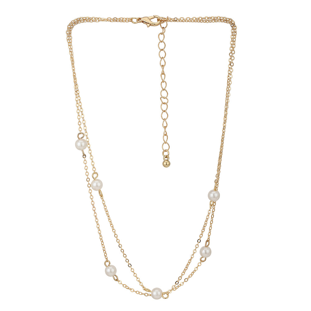 Carlton London Gold-Plated with Pearl  Layered Necklace