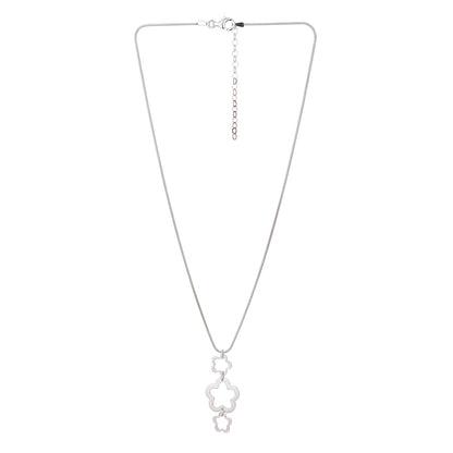 Carlton London Rhodium Plated Floral Shaped Pendant With Chain