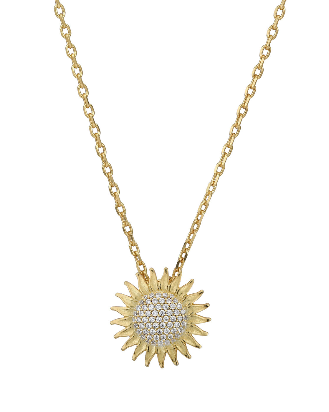 Carlton London 18Kt Gold Plated Sunburst Pendant With Chain