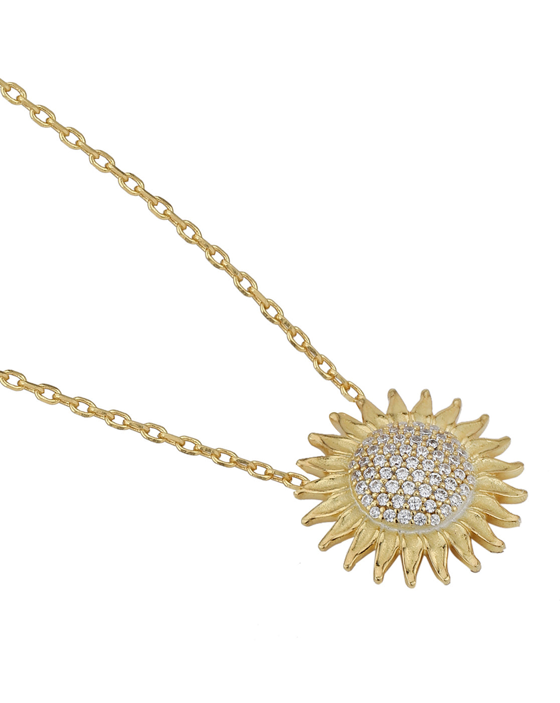 Carlton London 18Kt Gold Plated Sunburst Pendant With Chain