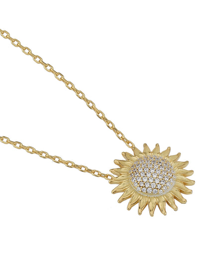 Carlton London 18Kt Gold Plated Sunburst Pendant With Chain