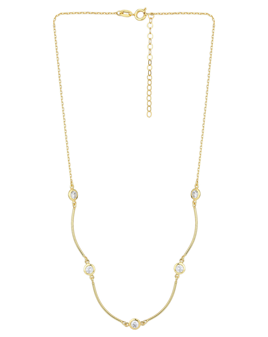 Carlton London 18Kt Gold Plated With Curve Bar Minimal Necklace