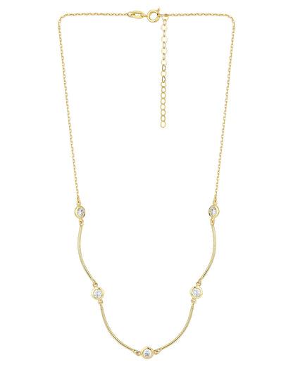 Carlton London 18Kt Gold Plated With Curve Bar Minimal Necklace