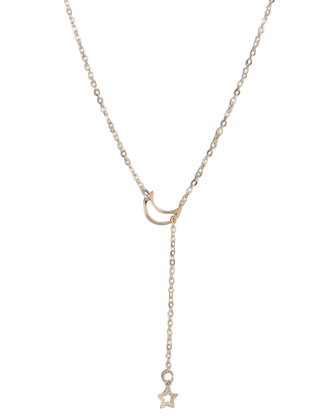 Gold Plated With Star & Moon Fashionable Necklace For Women