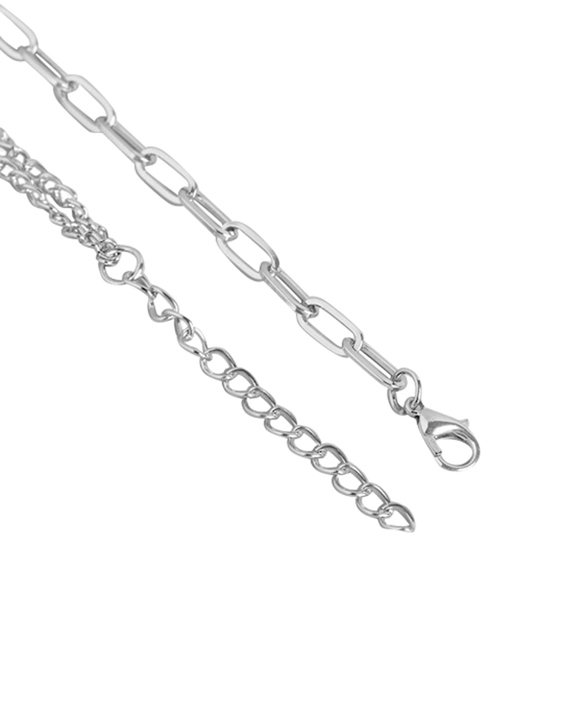 Double Chain With Dangling Heart And Rhodium Plated Necklace For Women