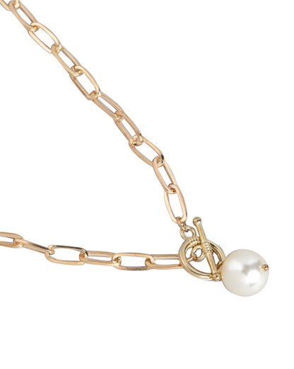 Rose Gold Plated With Pearl Fancy Necklace For Women