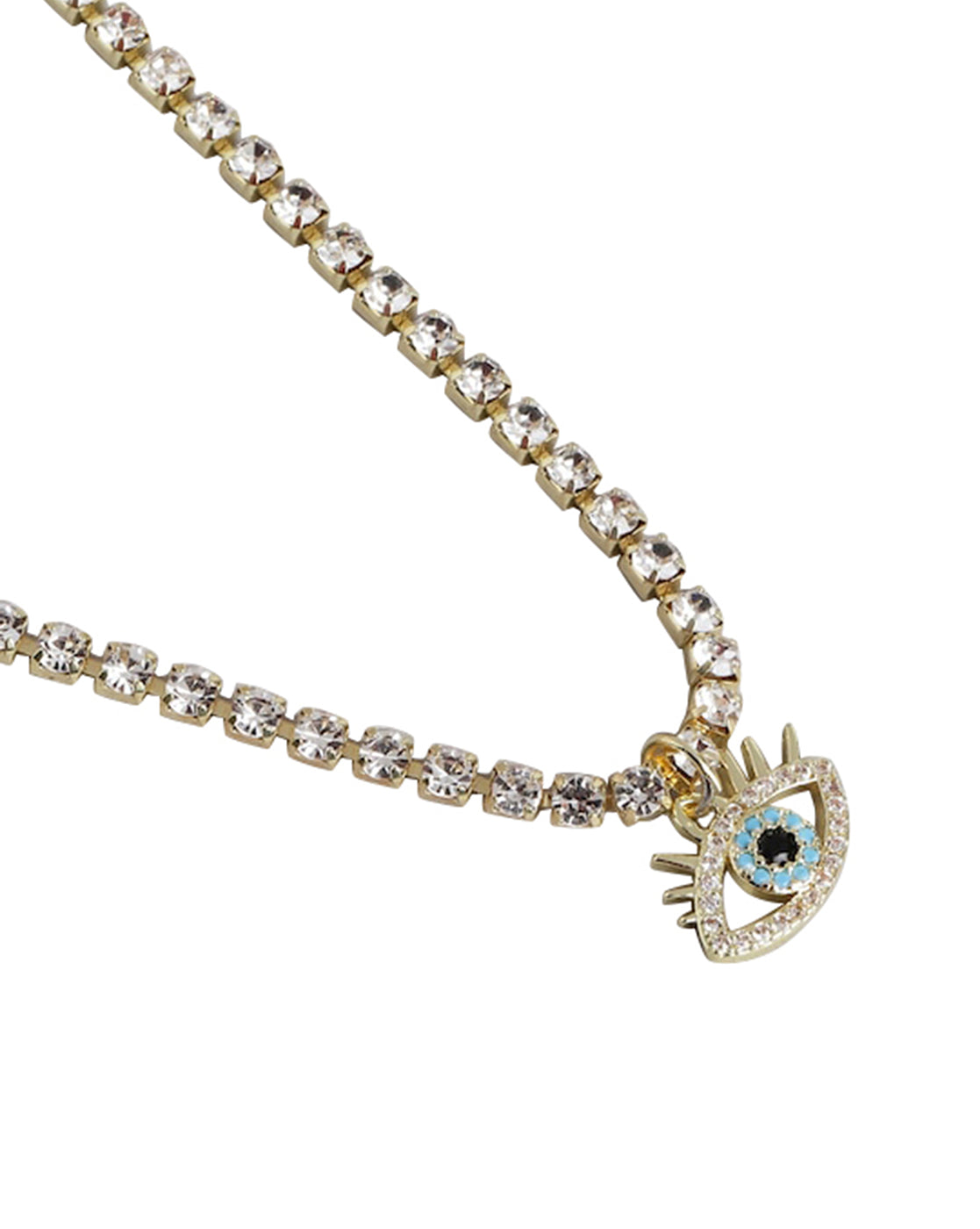 Gold Plated With Evil Eye Enamel And Cz Fancy Necklace For Women