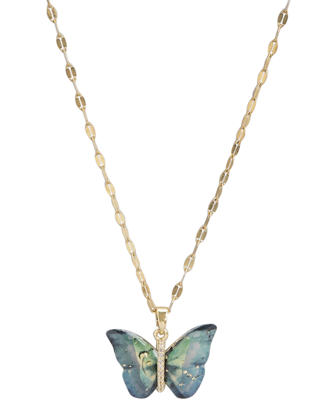 Gold Plated With Butterfly Charming Pendant With Chain For Women