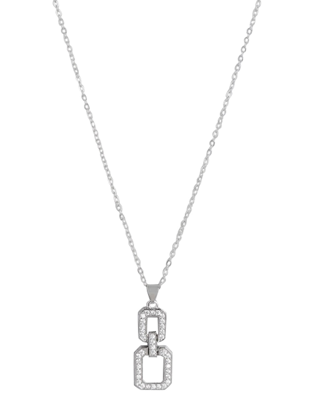 Cz With Rhodium Plated Pendant With Chain For Women