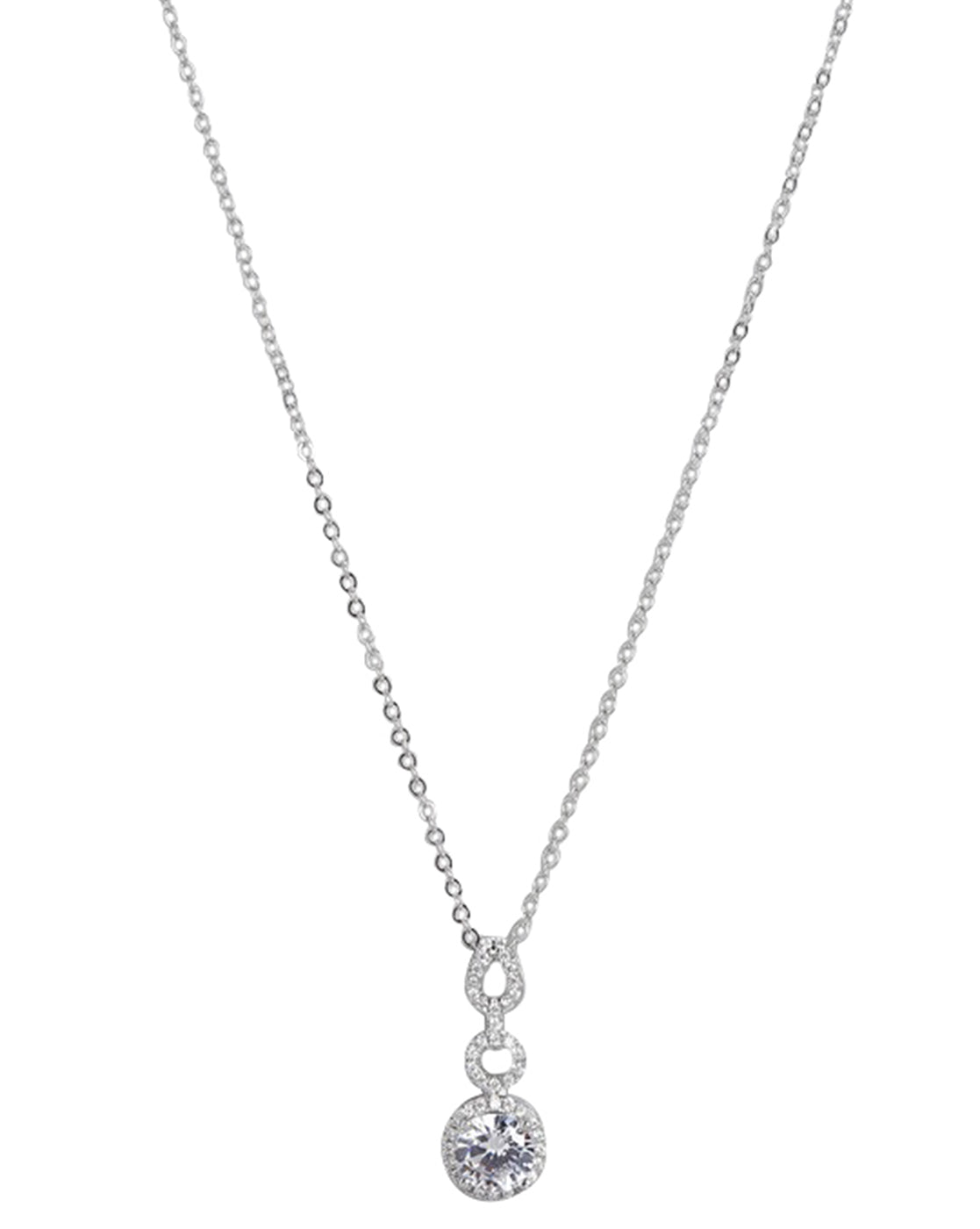 Cz With Rhodium Plated Unique Pendant With Chain For Women