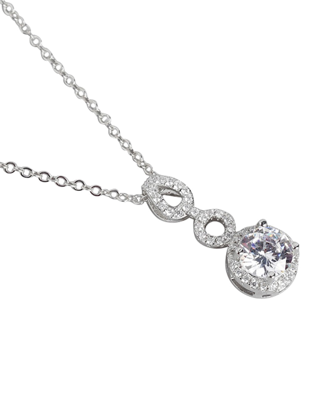 Cz With Rhodium Plated Unique Pendant With Chain For Women